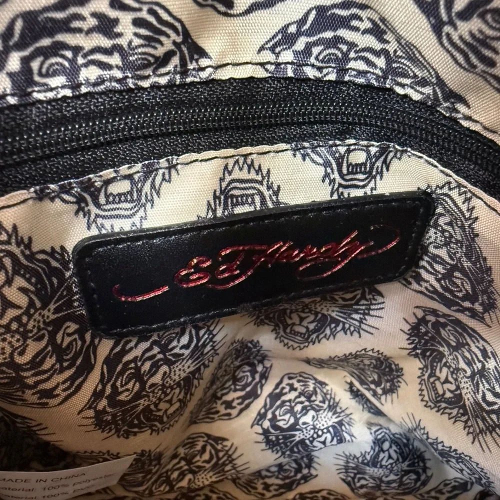 Ed Hardy Skull Roses‎ Tattoo Crossbody Bag Studded Y2K Purse NWT Metallic Pink